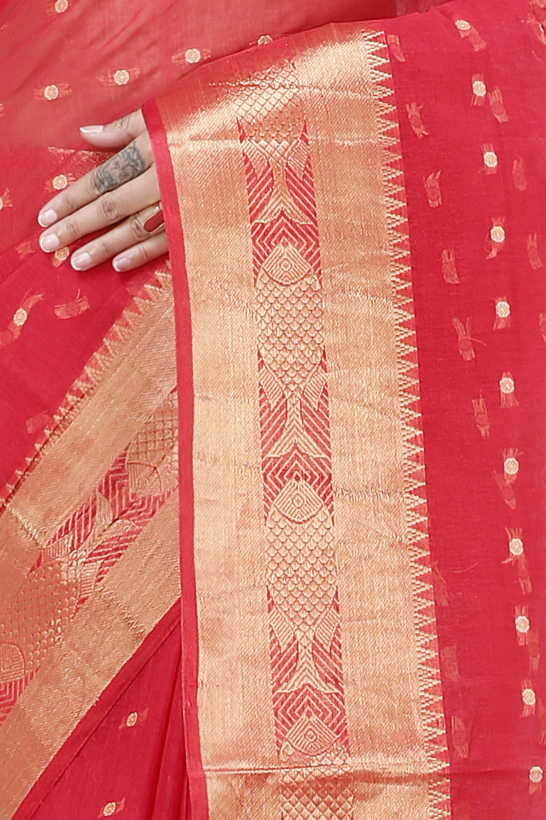 Red Pure Cotton Griva Tant Saree (918)